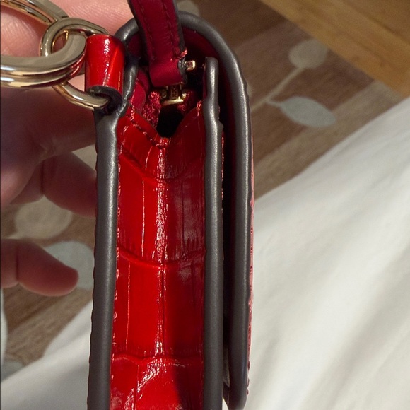 Tory Burch Red Croc-Embossed Key & Card Holder with Gold Hardware - Picture 9 of 9